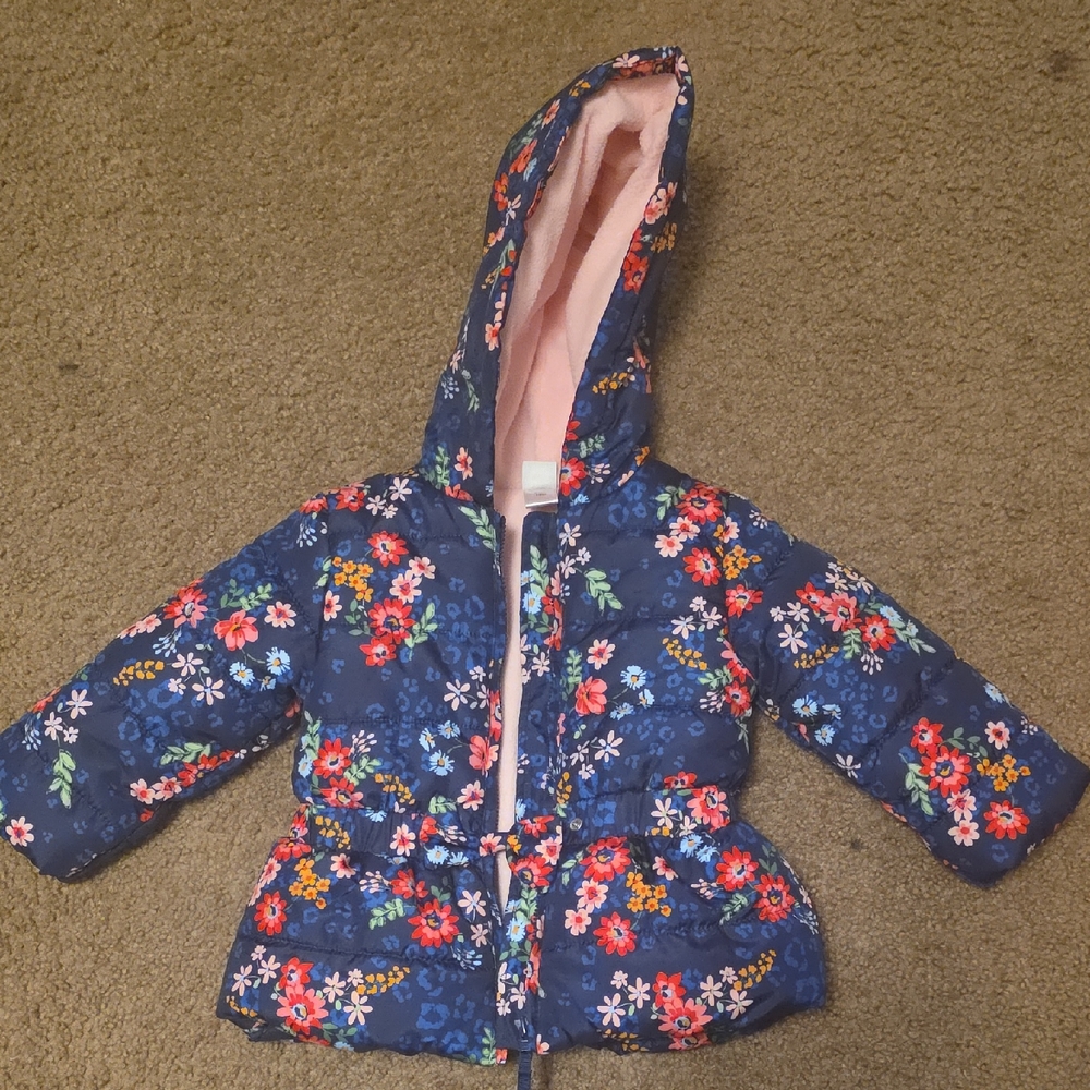 Little Me Navy Floral Puffer Jacket